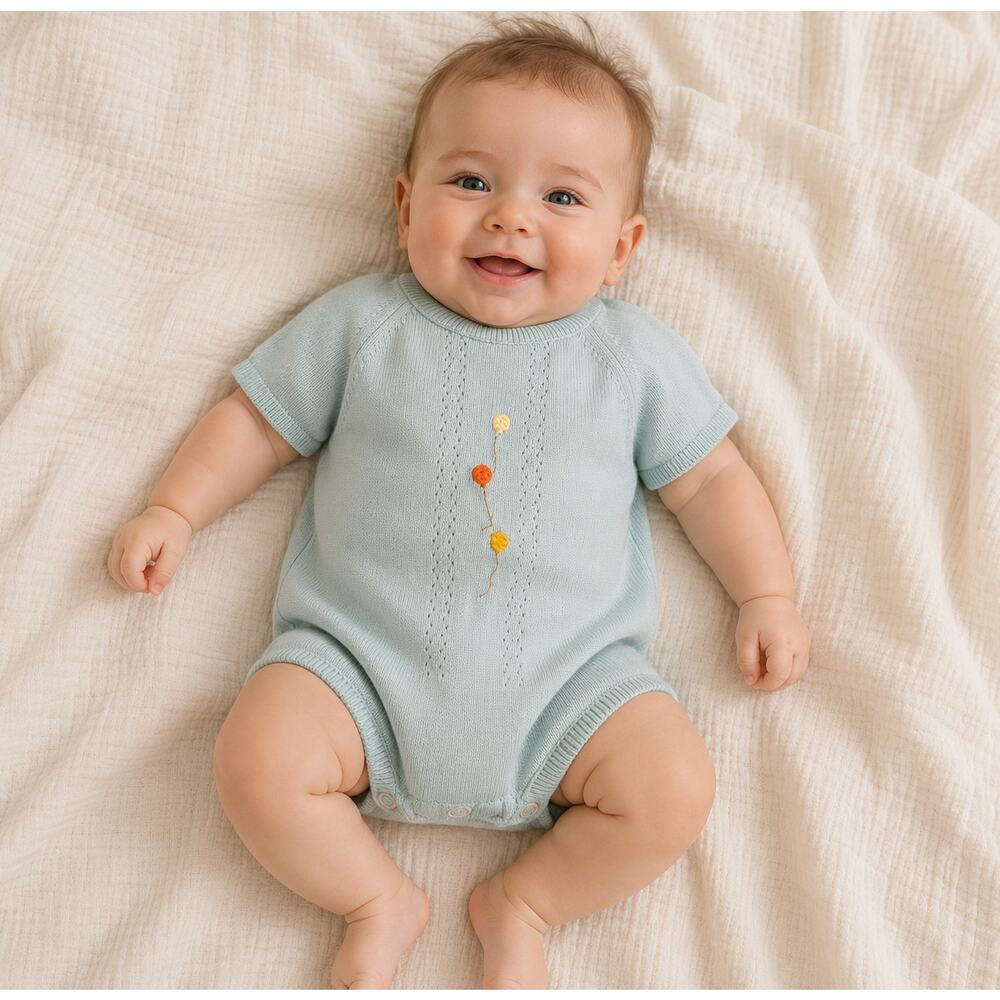 Baby Blue Knitted Balloon Onsie